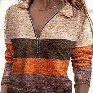 FLAMINGALS Colorblock Print Half Zip Collar Long Sleeve T-Shirt 2XL BNWT
